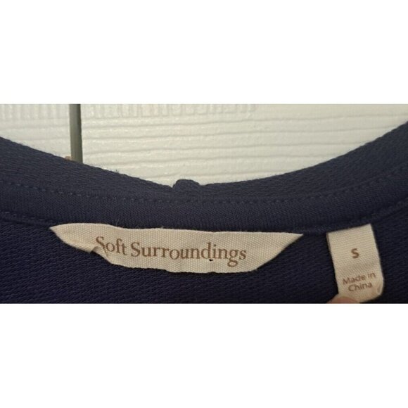 Soft Surroundings S Navy Blue Long Sleeve "Mills" Hoodie Kangaroo Pocket Tunic - Picture 3 of 7
